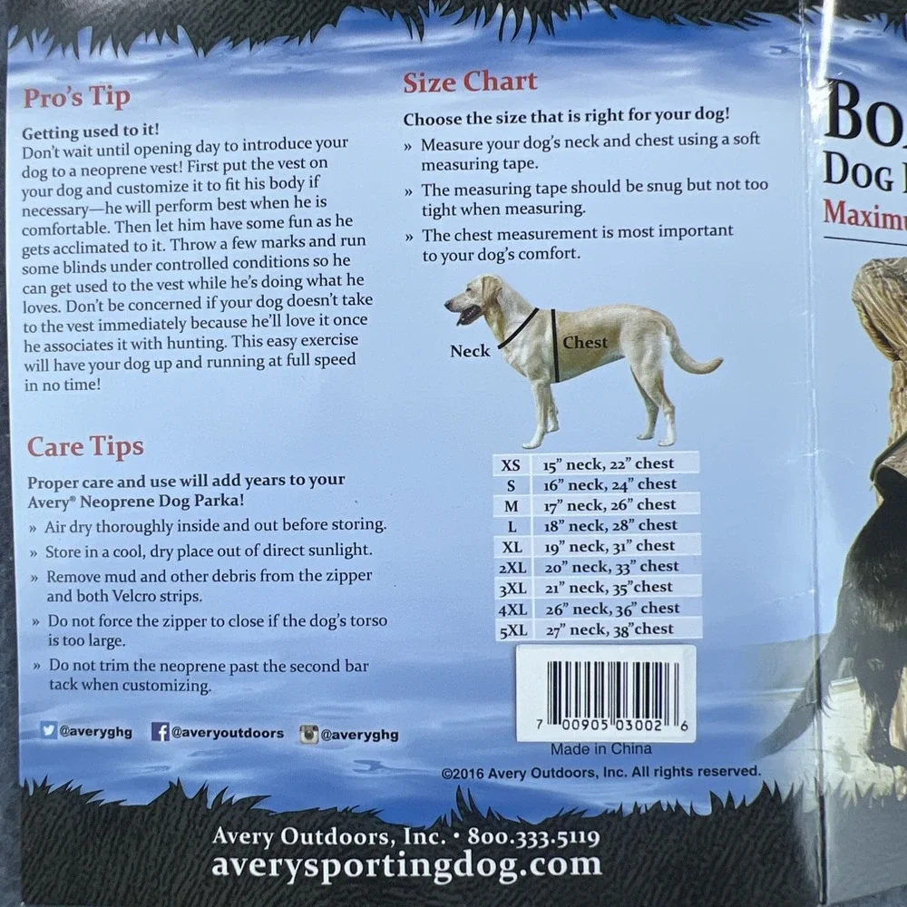 Avery Sporting Boater's Neoprene Dog Parka Realtree Max 7 Medium‎
